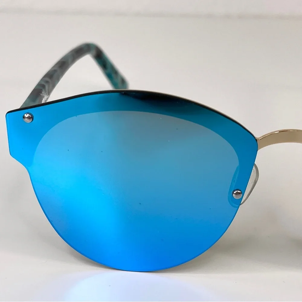 AQS AQUASWISS Sunglasses NEW Blue Mirror Lens Multicolor Tortoise Frame